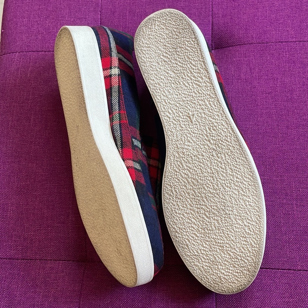 Red/Navy Tartan Slip-On Shoes - Picture 4 of 6